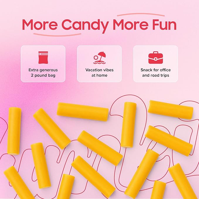 Tropical Cream Soft & Chewy Stix | Licorice Candy Assortment 2 lbs | Tropical Fruit Flavor | Big Bag of Australian Licorice Bulk | No Palm Oil, Plant Based | Treats for Goodie Bags & Party Favors | Yumkit