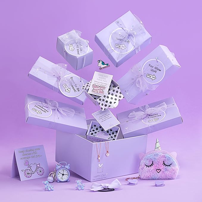 HAPPY LOLLI LolliBox Birthday Gift for Tween & Teen Girls Ages 8–15, Ready to Gift Surprise Box with Empowering Challenges