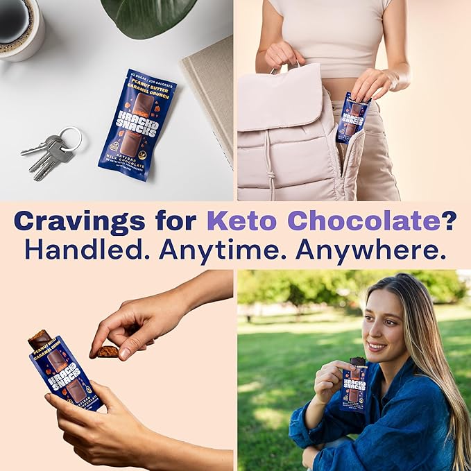 Krack’d Snacks Keto Milk Chocolate Candy Bars 5 Pk- Low Carbs, Sugar Free Keto Bar with Peanut Butter Caramel Crunch & Allulose | Non GMO, Gluten Free Snack