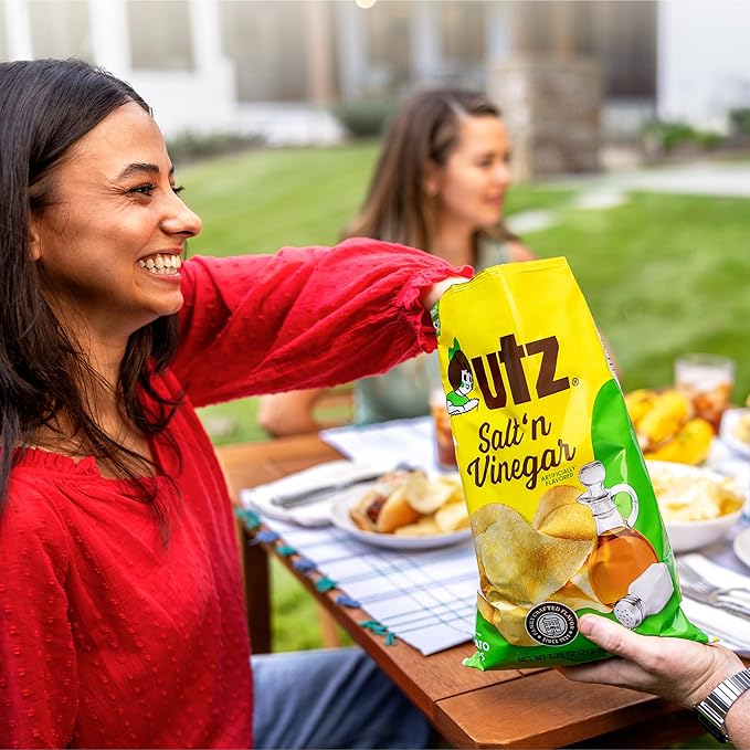 Utz Salt & Vinegar 1 oz. Bags, 42 Count Crispy Fresh Potato Chips, Crunchy Individual Snacks to Go, Cholesterol, Trans-Fat & Gluten Free