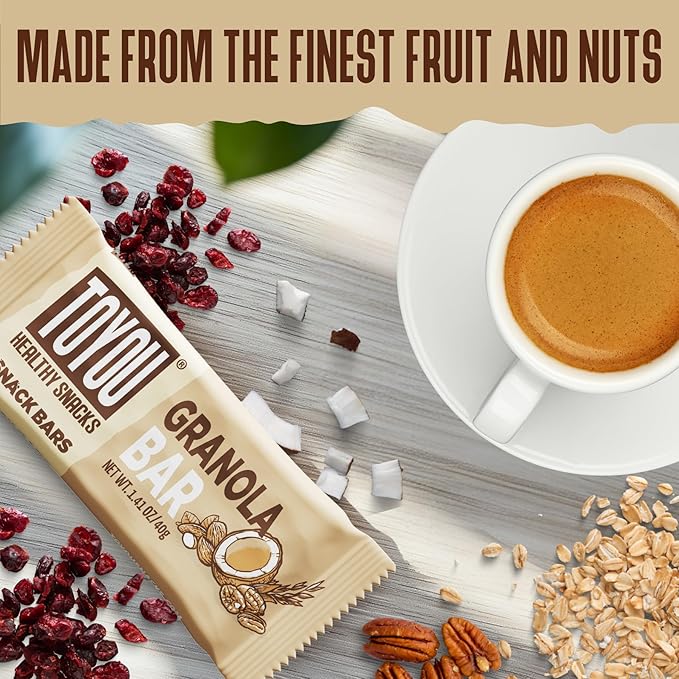 ToYou Gluten Free Chewy Fruit and Nut Bars - Healthy Protein Snacks | Granola Bar - 1.41 Ounce (Pack of 12) | Soft Chewy, Vegan, Fiber-Packed Granola Bars for Adults and Kids, Made with Natural Ingredients