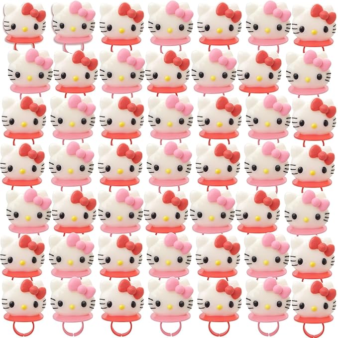 Hello Kitty Lollipop Rings, Strawberry and Fruit Punch Flavored Suckers, Themed Party Favors, 3 Count Bag, 1.27 Ounces (18 Pack)