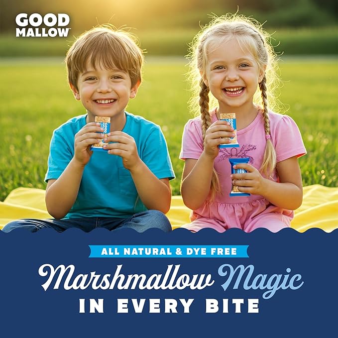 GoodMallow Vegan Rice Crispy Treats Individually Wrapped Box of 8 , Kosher Vegan Snacks, Gluten Free Dairy Free Snacks for Kids & Adults - Healthy Sweets Made with Gourmet Marshmallows, Made in USA (Vanilla Bean)