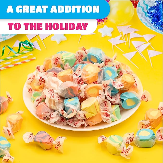 Salt Water Taffy Candy Mix - 1 Pound Bag - Assorted Tropical Fruit Flavors - Chewy Candy Individually Wrapped - Soft Tropical Candy - Old Fashioned Taffies