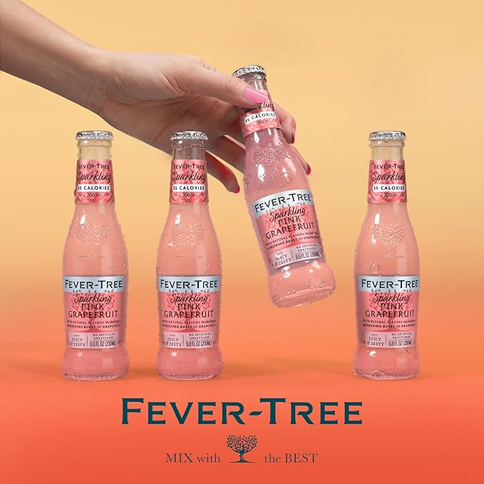 Fever-Tree Sparkling Pink Grapefruit – Premium Soda Mixer for Cocktails and Mocktails, 6.8 fl oz Bottles, Pack of 24 – Naturally Sourced, Non-GMO