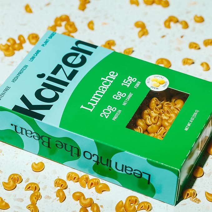 Kaizen Low Carb Keto Pasta Lumache - High Protein (20g), Gluten-Free, Keto-Friendly (6g Net), Plant-Based Lupini Noodles with High Fiber Lupin Flour - 8 ounces (Pack of 3)