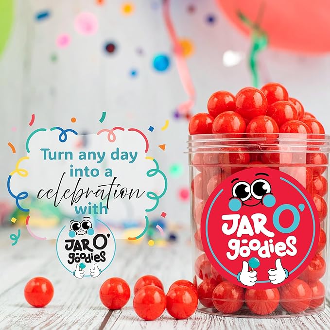 Jar O' Goodies - Valentines Day Sweet Treats, Cherry Sours Red Candy Balls Gift Set, Original Chewy Candies (8 Ounce, 1 Pack) Party Favor - Gluten & Nut Free, Kosher Parve