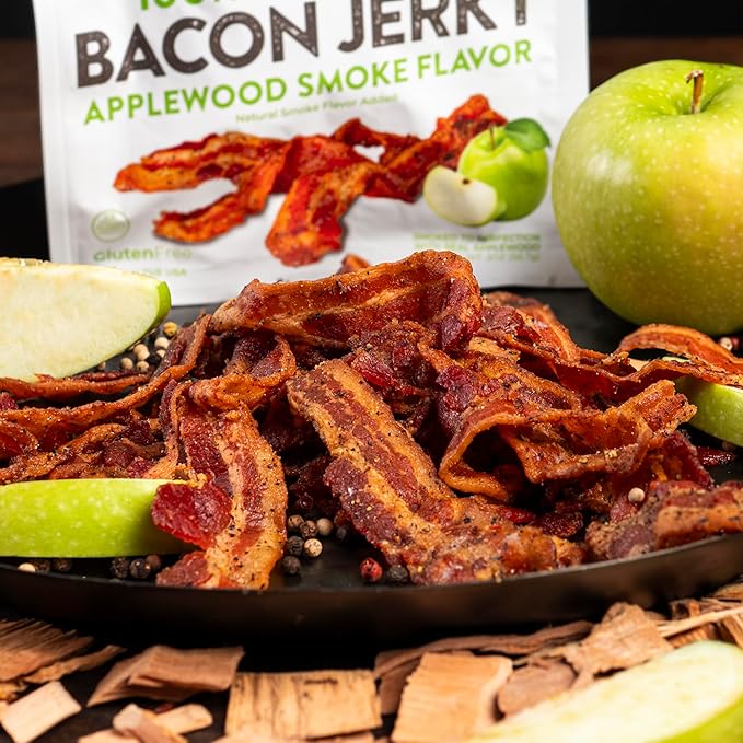 Bacon Jerky Variety Pack, 5 Flavors & Up to 24g Protein Per Bag, Fully Cooked, Tender & Easy to Chew Carnivore Snacks, USA Made High Protein Carnivore Snacks (5 Bags)