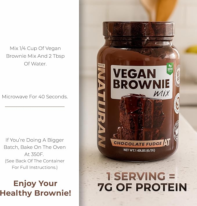 About Time Vegan Protein Brownie Mix 1.5lb - Gluten Free, Dairy Free, Soy Free, 7 Grams of Protein, 5 Grams of Fiber, Healthy Snack