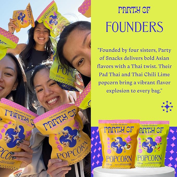 Party of Thai Chili Lime Popcorn Snack – Savory Citrus Heat with Spicy Kick – Gluten-Free, Veggie-Based, Healthy Snack – Individually Wrapped for Easy Snacking – Full Size Box of 8 – Chili Lime