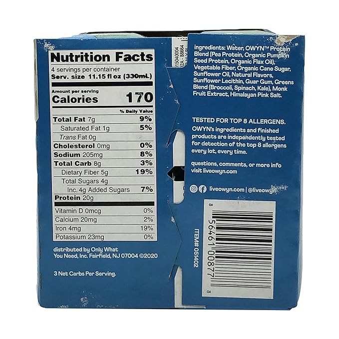 OWYN 100% Vegan Plant-Based Protein Shakes | Smooth Vanilla, 11.15 Fl Oz (Pack of 4) | Dairy-Free, Gluten-Free, Soy-Free, Tree Nut-Free, Egg-Free, Allergy-Free, Vegetarian