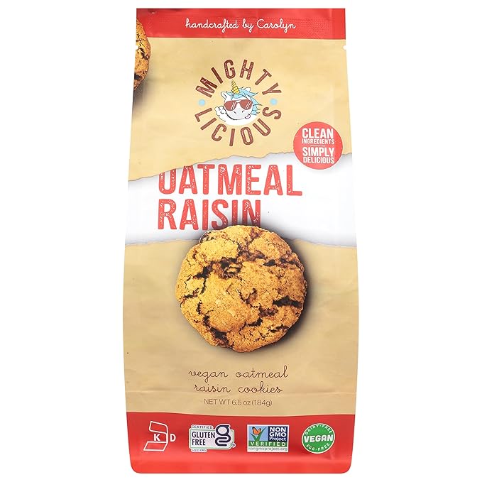 MIGHTYLICIOUS Oatmeal Raisin – Gluten-Free, Dairy-Free, Allergen Friendly, Egg-Free, Non-GMO, Kosher, Preservative-Free – Snack Option for a Guilt-Free Treat - 6.5 Oz (1 Pack)