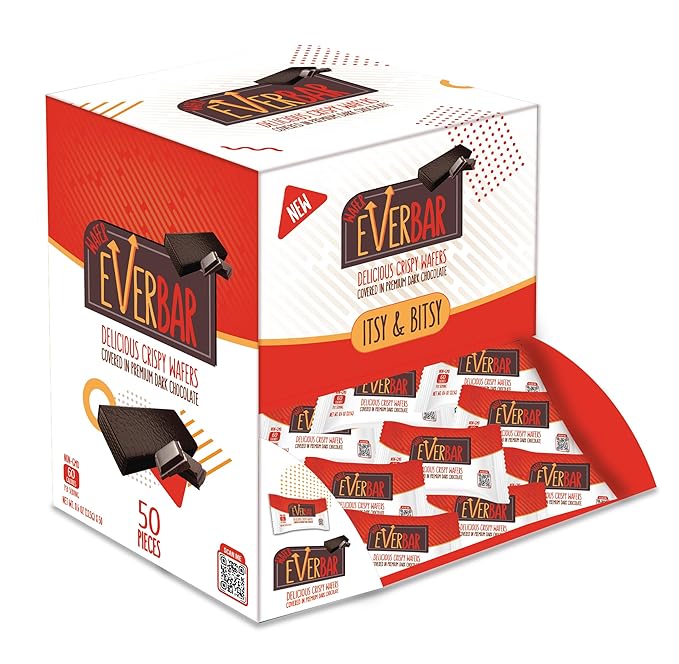 Itsy Bitsy - Dark'n Crispy Chocolate Mini Bars| Non-GMO, Dark Chocolate Wafer Candy Mini Bar | On the Go | With Coffee or Tea | Healthy Snack | Bite-Size Premium Wafer Chocolate (50 Count Mini (Pack of 1))