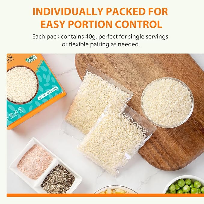 Soeos Organic Dried Konjac Rice, 6 Pack (40g Each), Plant-Based, Quick-Cooking Rice Alternative, Pantry Staple for Stir-Fries, Soups & More