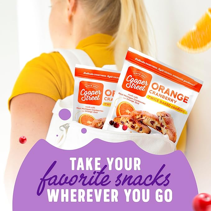 Cooper Street Cookies Twice Baked Italian Biscotti Cookies - Lemon Blueberry, Orange Cranberry, Cherry, Cinnamon Chocolate Chip Crispy Italian Biscotti Cookies - Variety Pack - 18Oz - Pack of 4