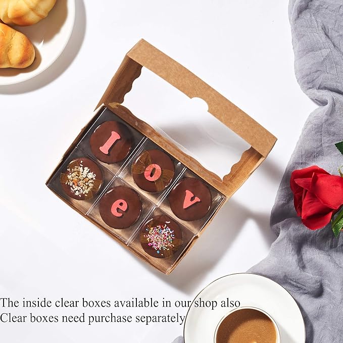 RomanticBaking 50 Pack Auto-Popup Cookies Boxes 7" x 4 3/8" x 1 1/2"Pastry Boxes Macaron Boxes Hot Chocolate Bombs Boxes Donut Boxes Brownies,Cakesicle Boxes
