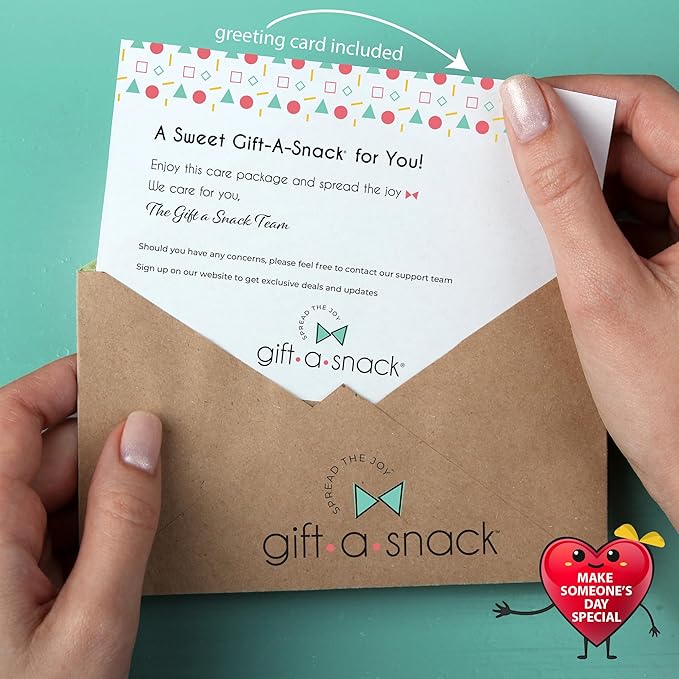 Gift A Snack - Valentines Day Healthy Snack Box Care Package + Greeting Card (60 Count) Birthday Treats Gift Basket, Nutritious Granola Breakfast Bars Office Food Assortments & Variety Gifts
