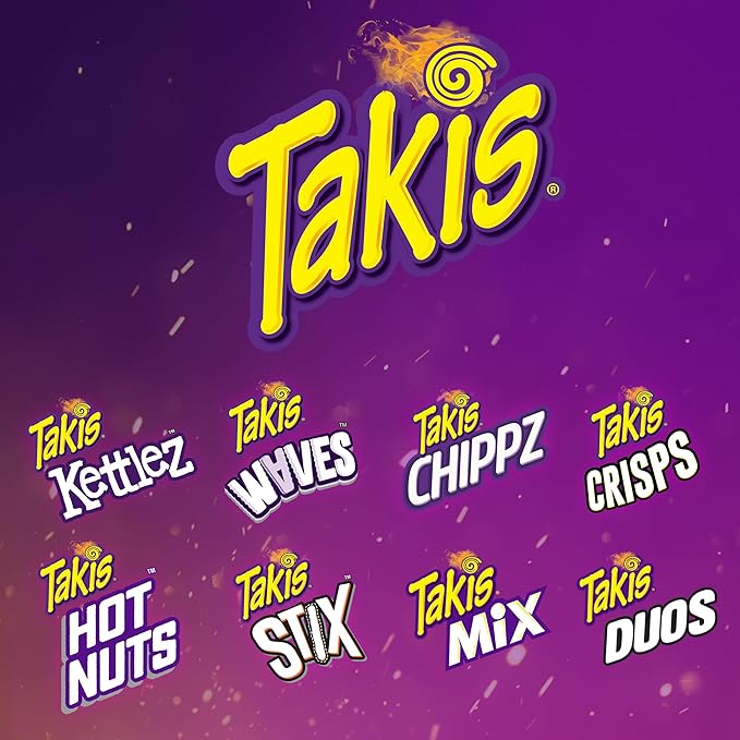 Takis Mini 25 pc / 1.23 oz Bite Size Variety Pack, Assorted Flavored Mixed Rolled Tortilla Chips – (15) Fuego, (10) Blue Heat