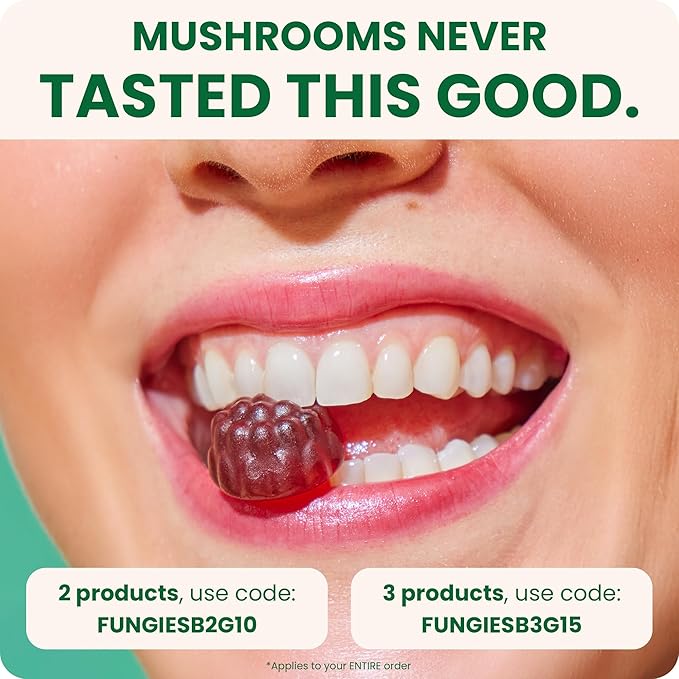 Fungies Tremella Mushroom Gummies, Mixed Strawberry & Lemon Flavor - Mushroom Herbal Supplement Gummy for Adults Supports Collagen Synthesis, Healthy Skin & Healthy Aging - Beauty Gummies 60 Servings