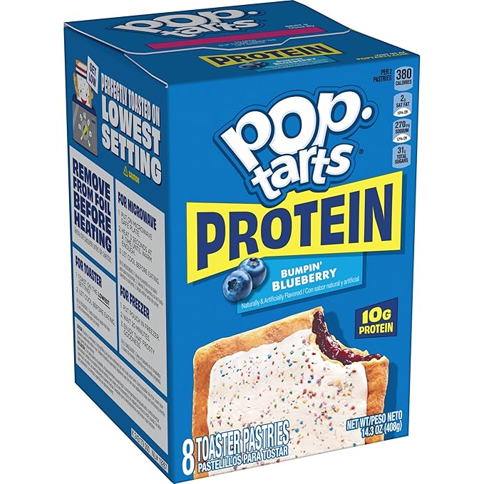 Pop-Tarts Protein Toaster Pastries, 10g Protein, Bumpin' Blueberry (96 Pop-Tarts)