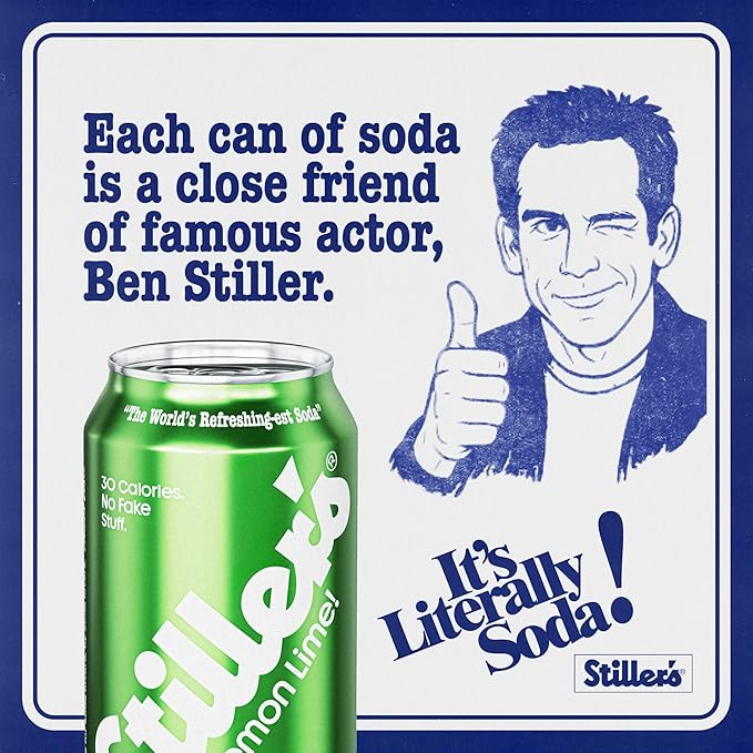 Stiller’s Lemon Lime Soda, 12 Pack Cans of Low Sugar Sparkling Soda Natural Lemon Lime Drink with Vitamins, Stevia Soda, Caffeine-Free, Alternative to Diet Soda