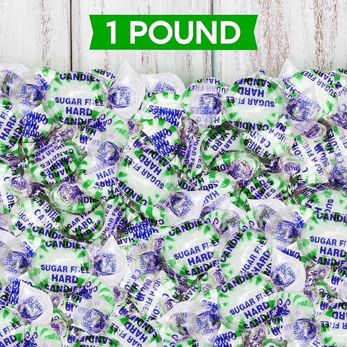 Sugar Free Starlight Spearmint Hard Candy 1 Pound - Approx. 75 Individually Wrapped Starlight Mint Discs Hard Candy For Snacks & Treats - Taboom Candy