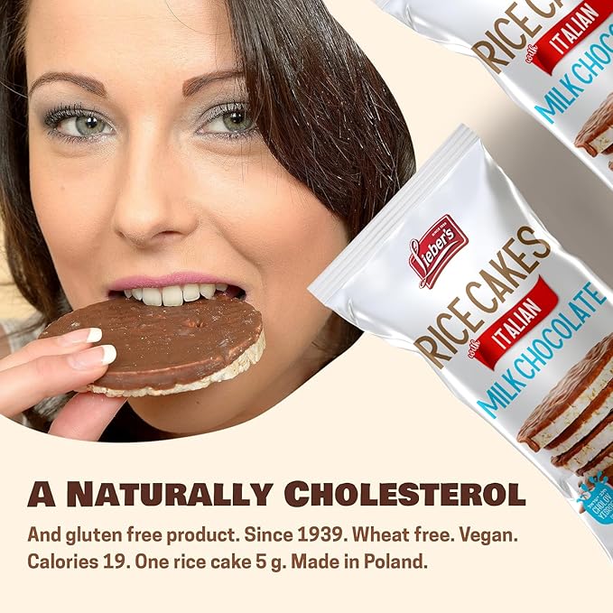LIEBERS Milk Chocolate Rice Cakes, Kosher Certified Dairy, Gluten Free Snack (pack of 8) (Milk Chocolate)…