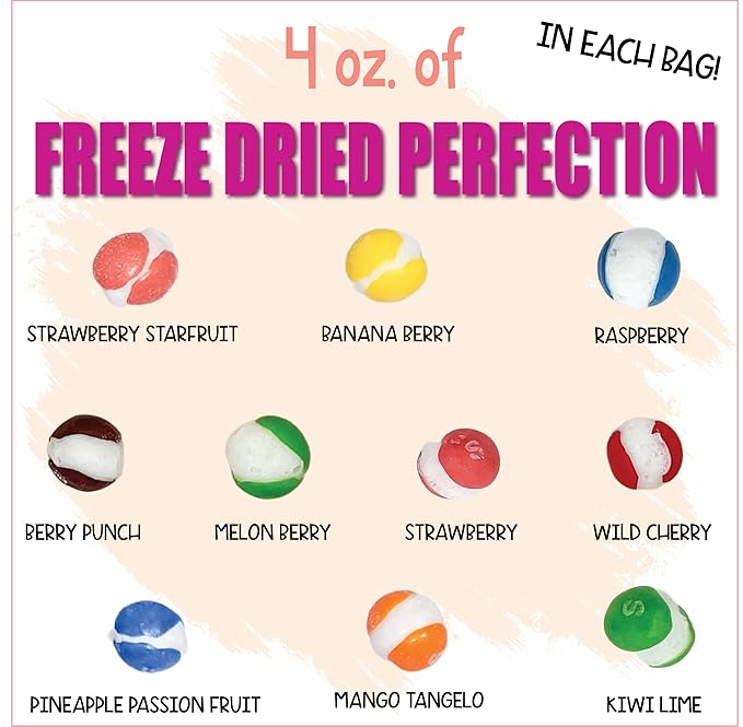 Freeze Dried Candy, 2 Pack Fruit Crunch Tropical, 4 oz, Assorted Variety Flavors, Bag Pouch, Ideal Gift Snack