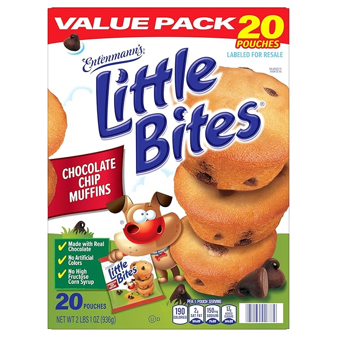 (Value Pack) Little Bites Chocolate Chip Muffins, 20 individual packs, (4 ct each), Mini Muffins, 33 oz Multipack