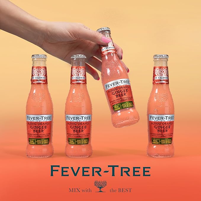 Fever-Tree Blood Orange Ginger Beer – Premium Mixer for Cocktails and Mocktails, 6.8 fl oz Bottles, Pack of 24 – Naturally Sourced, Non-GMO