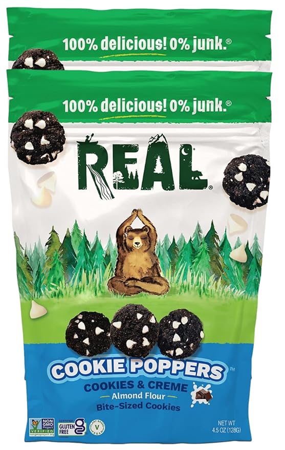 REAL Cookies and Creme Mini Cookie Poppers – Bite-sized Gluten Free Semi Soft Baked – Dairy Free, Vegan, Kosher, Paleo – Delicious Cookies and Creme (4.5 oz, 2 Pack)