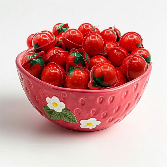 Strawberry Gummy Balls - 19 Ounce Jar (30 Count) - Jelly Filled Gummies - Individually Wrapped Gummy Candy - Fun Party Favors - Candy for Goodie Bags by Funtasty