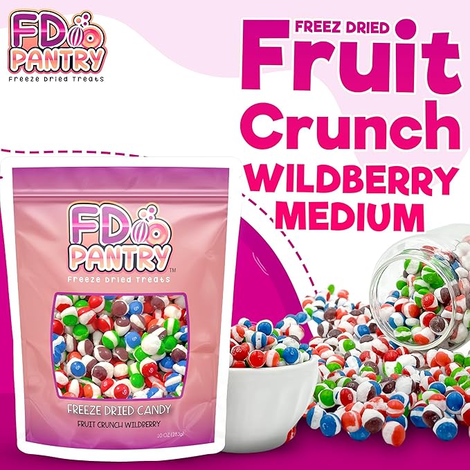 Fruit Crunch Wildberry Freeze-Dried Candy, 10 oz, Assorted Wild Berry Flavors, Large Pouch, Ideal Gift Snack Treat