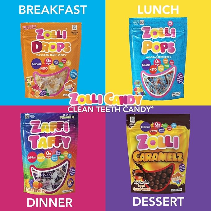 Zollipops Gabby's Dollhouse Variety Pack- Zollipops, Ball Popz, and Zaffi Taffy - Dye-Free - Keto & Diabetic-Friendly, Dentist-Approved Treats for Kids (Natural Fruit Flavors, 5.2 oz, Pack of 3)