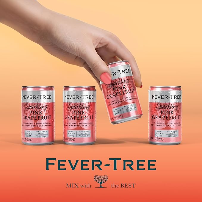 Fever-Tree Sparkling Pink Grapefruit – Premium Soda Mixer for Cocktails and Mocktails, 5.1 fl oz Cans, Pack of 24 – Naturally Sourced, Non-GMO