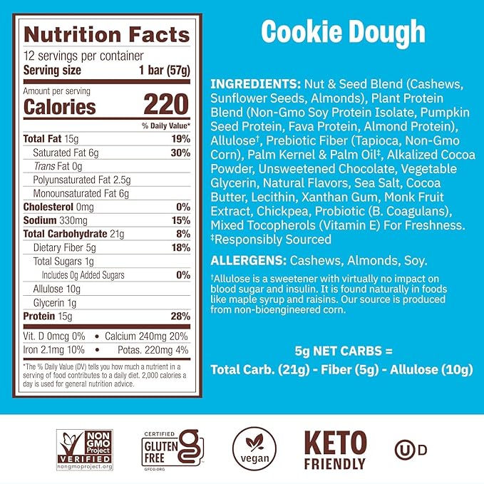 Munk Pack Variety Pack Probiotic Protein Bars | 15g Protein, 1g Sugar, 5g Net Carbs | Plant-Based, High Protein, Low Sugar Gut Health Snacks | 12 Pack