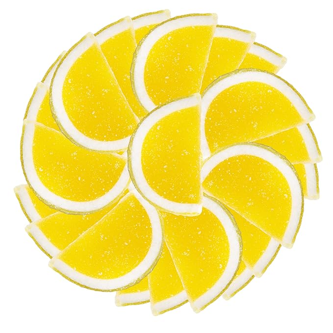 Oh! Nuts Lemon Jelly Fruit Slices Sugar Candy - 5 LB Bulk Bag - Traditional Old Fashioned Chewy Gummy Sweet Confectionery - Gluten-Free, Kosher Certified Pareve (150 CT)