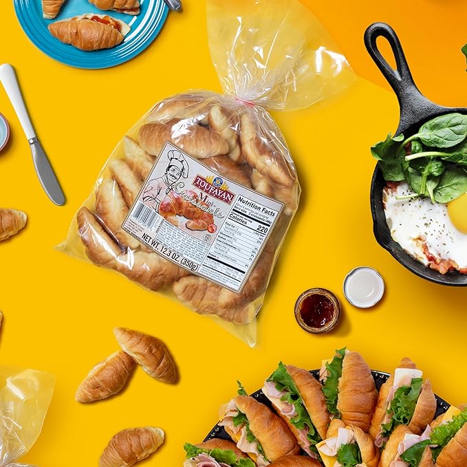 Toufayan Mini Croissant Crescent Rolls - Buttery, Flaky & Bakery-Fresh - Perfect Snack or Mini Sandwiches - Nut Free (2 Pack)