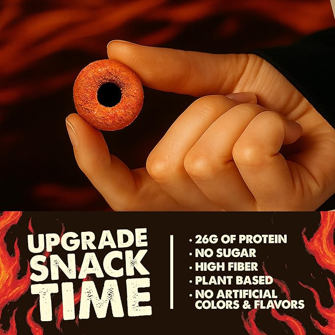 Crisp Power Protein Pretzels, NEW Flamin' Crunch, High Protein Snack, 25G Protein, Low Carb Crunchy Pretzel Snacks, No Added Sugar, 1.75 oz Bags, 24 Pack, Vegan, Plant-Based, Keto