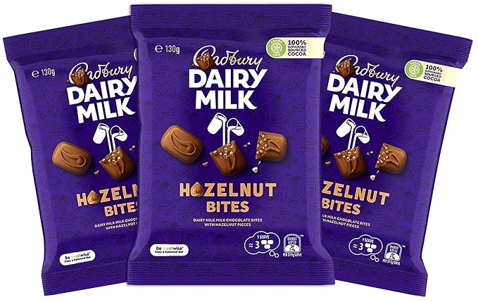 Cadbary Chocolate Bites Bulky Pack Candy for Parties & Gifts (Hazelnut - 3 Pack)