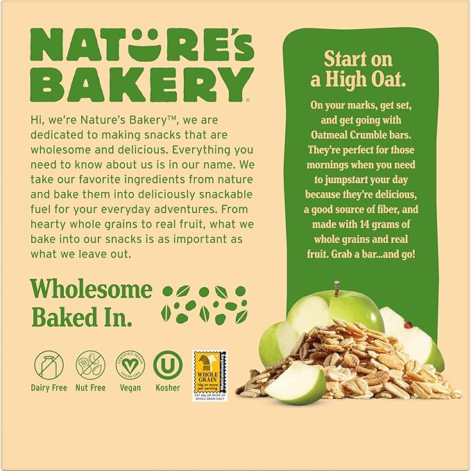 Nature's Bakery Oatmeal Crumble Apple Bars, 1.41 Oz, 6 Ct