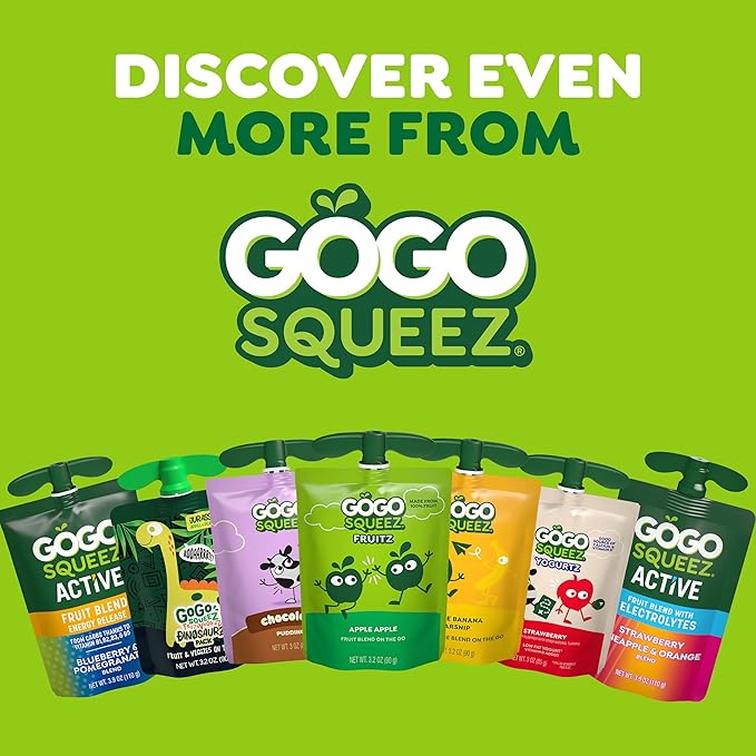 GoGo squeeZ Active Fruit Blend with Electrolytes | 18-Count Variety Pack | Blueberry Strawberry Lemon & Strawberry Pineapple Orange | Made with Real Fruit and Antioxidants Vitamin A, E, & C