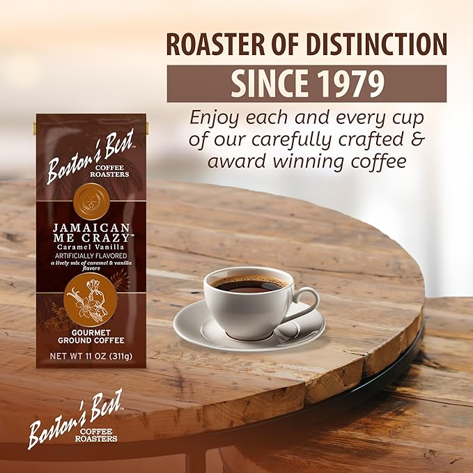 Bostonโs Best Coffee - Jamaican Me Crazy Flavored Delicious Gourmet Premium Ground Coffee, 11 oz. / 311 g Bag