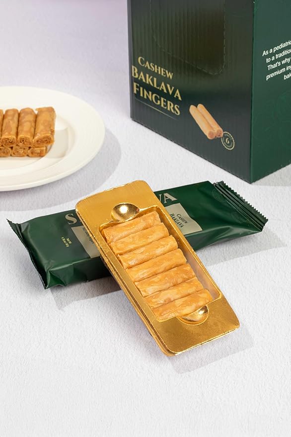 Snacklava Cashew Baklava Fingers - 20 Pack (240 Pieces) - No Artificial Ingredients, Colors or Preservatives - Premium Handmade Pastries