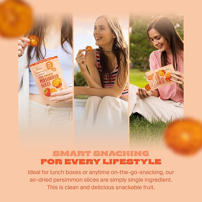 Whitney Jordan Naturals Air-Dried Persimmon Slices 2 Oz, Pack of 10 - Dried Fruit Snack Made from Real Persimmons - No Sugar Added, Gluten-Free, Vegan, Chewy Fruit for Healthy Snacking On-the-Go
