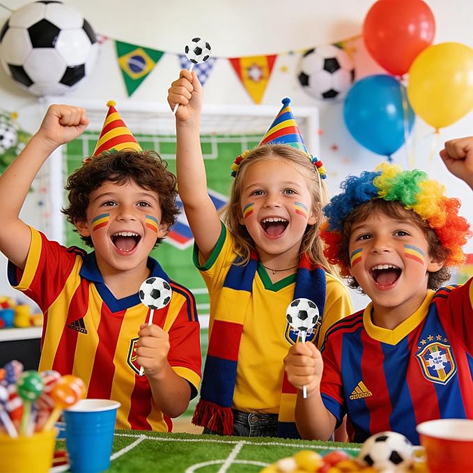 24 Soccer Candy Lollipops, Perfect for Soccer Party Favors, Birthday Goodie Bags, Team Gifts and Sports Themed Party Supplies, Fun Soccer Treats for Fans, Birthday Decor and Team Celebration Supplies