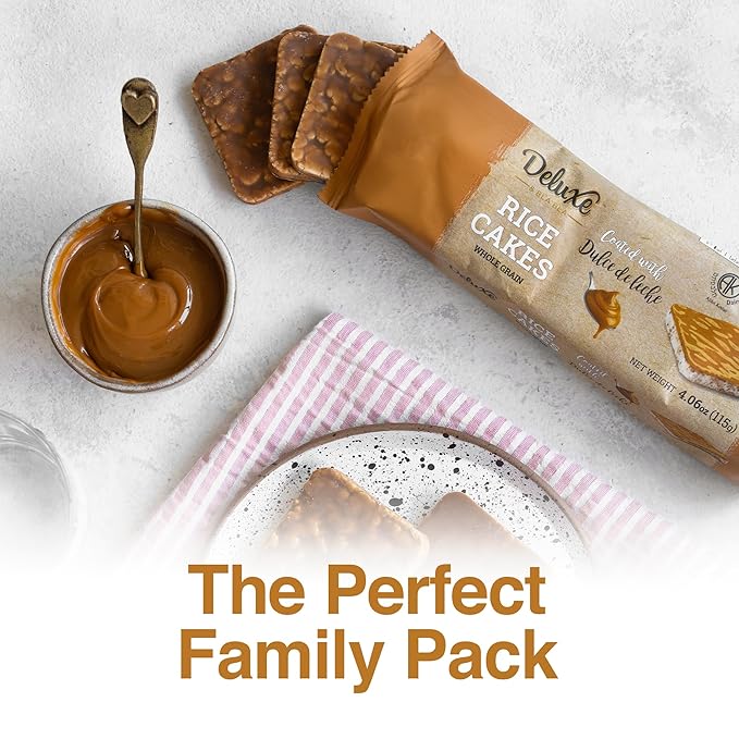 Deluxe & Bla Bla Thin and Crispy Dulce De Leche Coated Rice Cakes, Kosher Certified Dairy, Gluten Free, Nuts Free Snack (Pack of 3, dulce de leche)