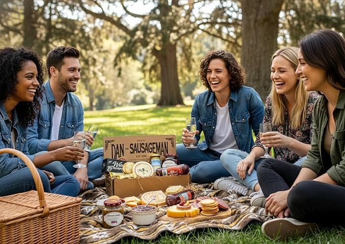 Dan the Sausageman Signature Gift (Nordic Fusion) Gift Basket – Gourmet Snacks with Summer Sausage, Cheese, Crackers, Lingonberry Sauce – Holiday, Thank You, Mother’s Day, Meat and Cheese, Snack Box