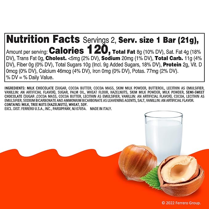 Kinder Bueno Milk Chocolate Bars with Hazelnut Filling, 30 Packs of 2, Bulk Chocolate Candy Bars for Game Day, Football Party Supplies, Snacks for Adults, 1.4 oz Per Pack