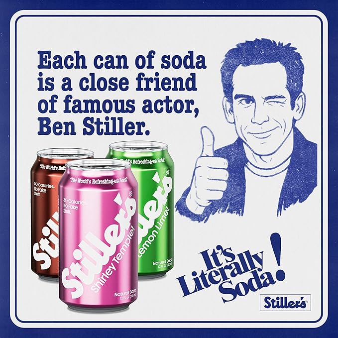 Stiller’s Natural Soda Variety Pack – Shirley Temple, Lemon Lime & Root Beer – 12pk of Low Sugar, Vitamin-Enriched Cans – All-Natural, No-Biotic, Zero-Guilt Sodas for Real Soda Lovers